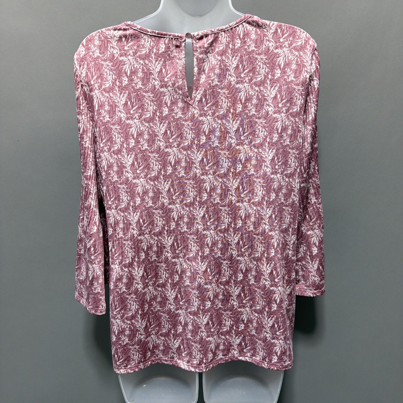 Good Days Only Blouse Women's Pink Floral Popover 3/4 Bell Sleeve Casual Top S