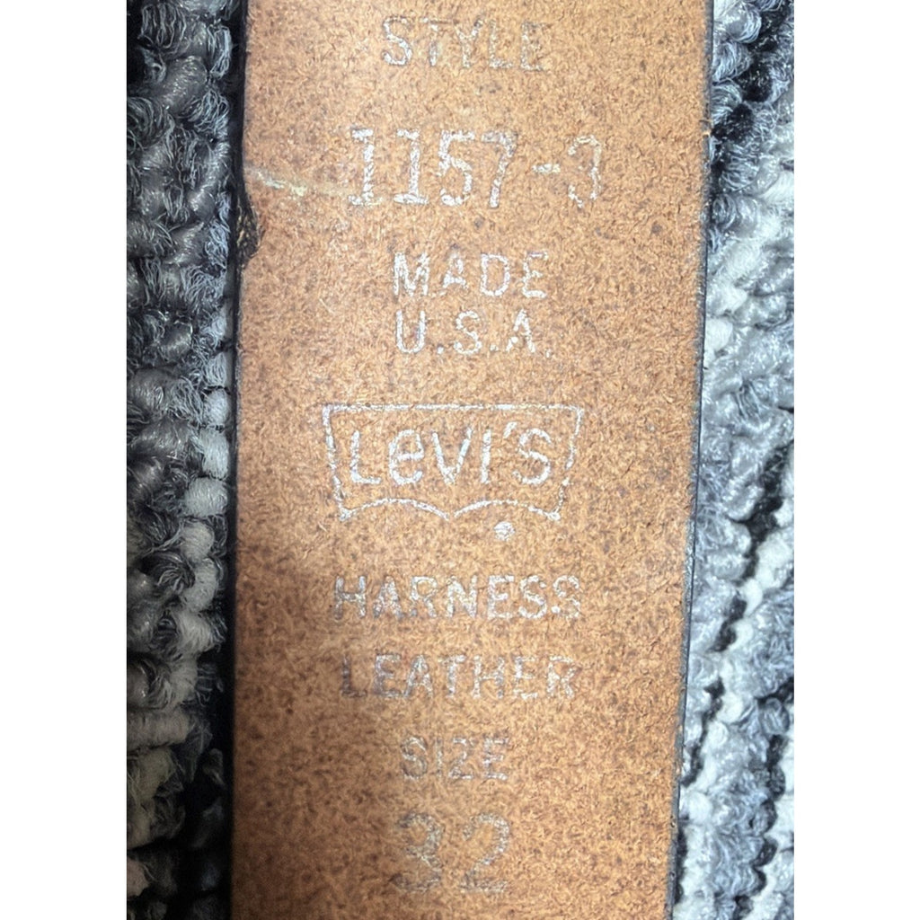 Vintage Levis Harness Leather Belt Mens Sz 32 Western Cowboy Buckle Made In USA