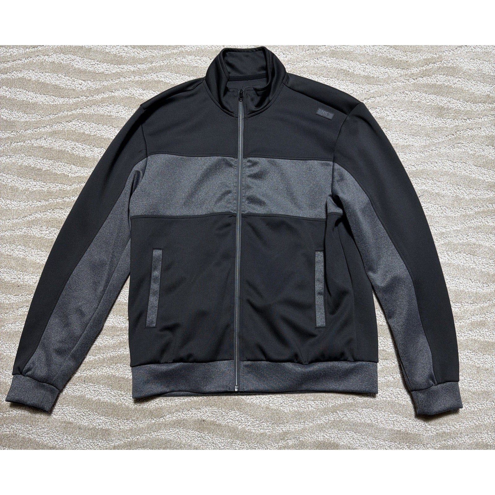 NYC Sport Track Bomber Running Jacket Men's Size L Stretch