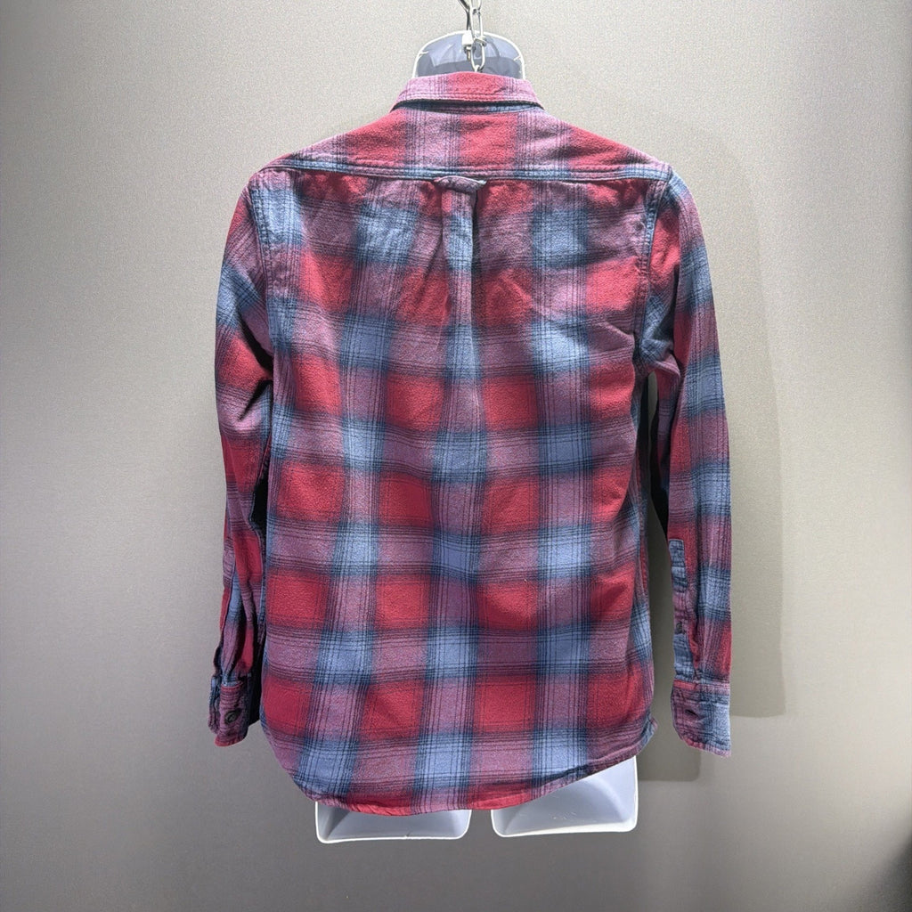 Eddie Bauer Shirt Blue Red Plaid Flannel Mens Size Small Outdoor Casual
