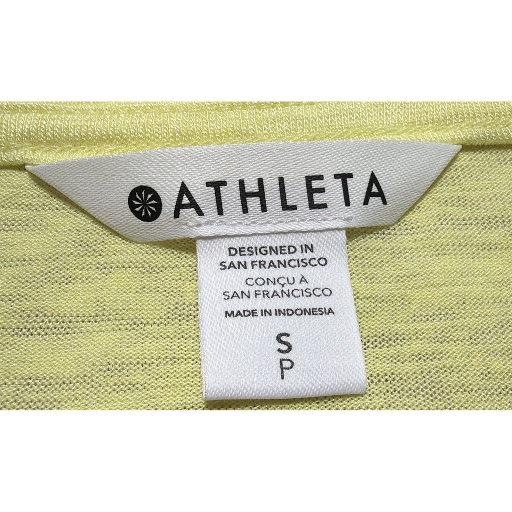 Athleta Breezy Scoop V-Neck Tee T-Shirt S Yellow Soft Short Sleeve Long NWOT