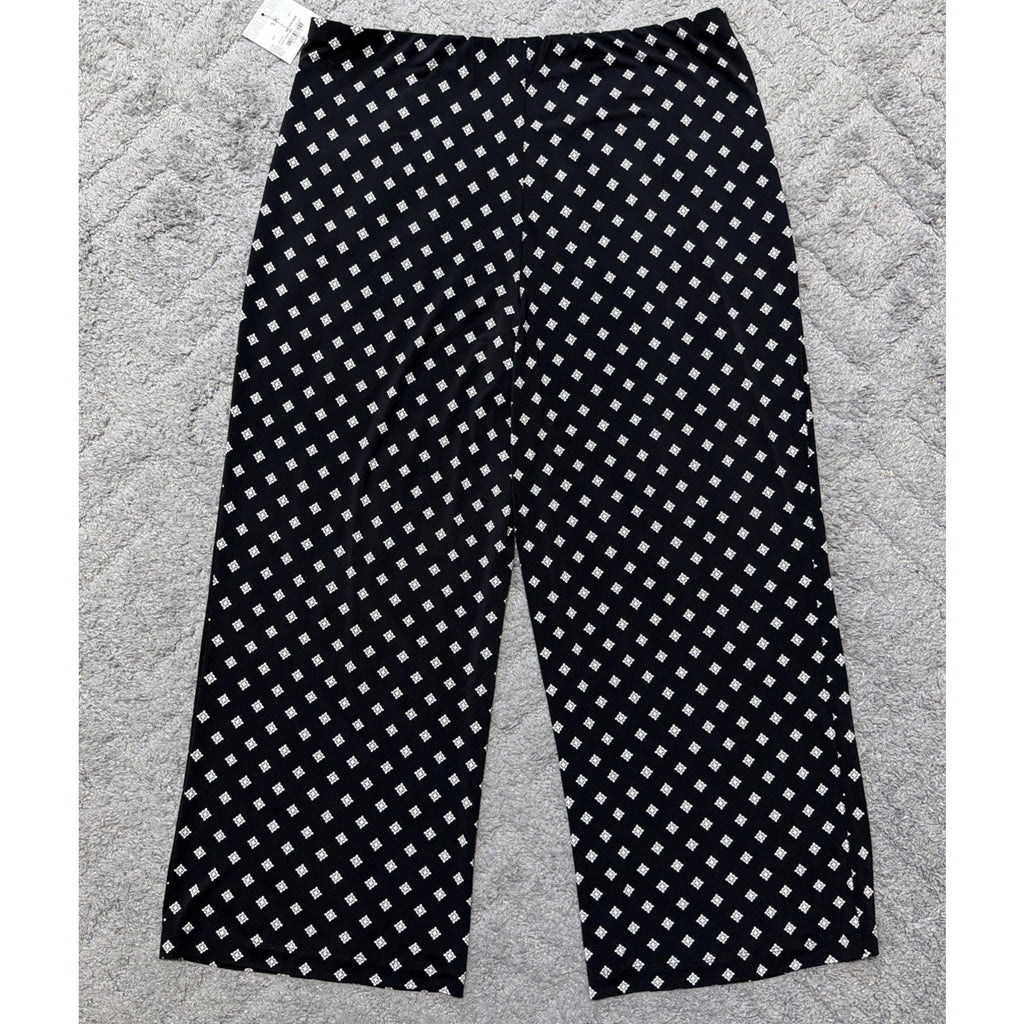 Liz Claiborne Career Wide Leg Black Geometrical Print Pants Plus Sz 1X Casual