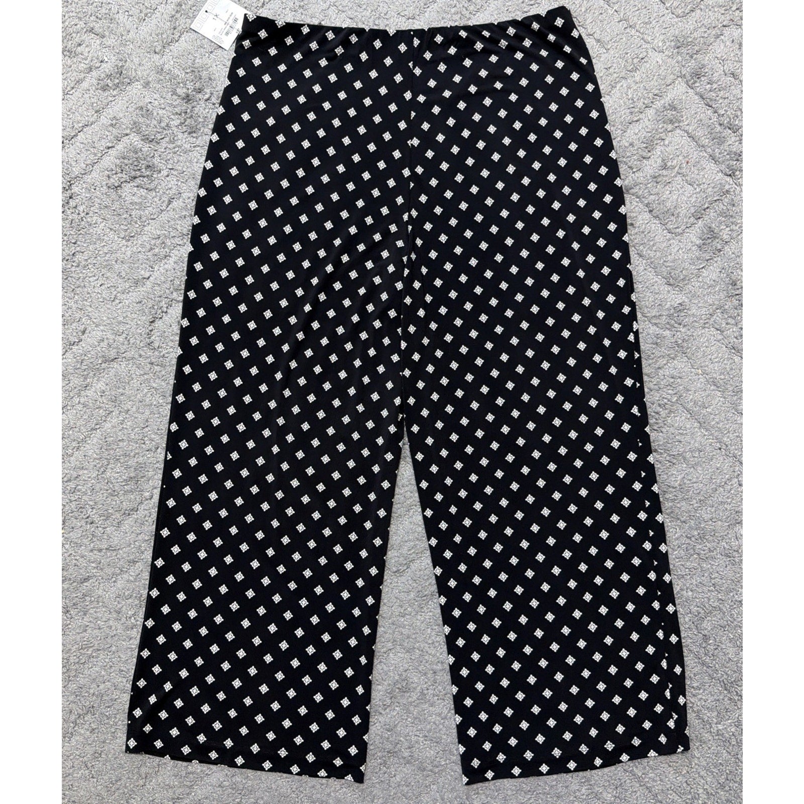 Liz Claiborne Career Wide Leg Black Geometrical Print Pants Plus Sz 1X Casual