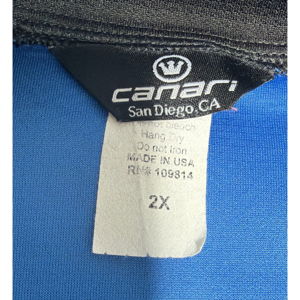 CANARI San Diego Cycling Jersey Bicycle Bike SHIRT Blue Zip XXL Usa Made Pockets