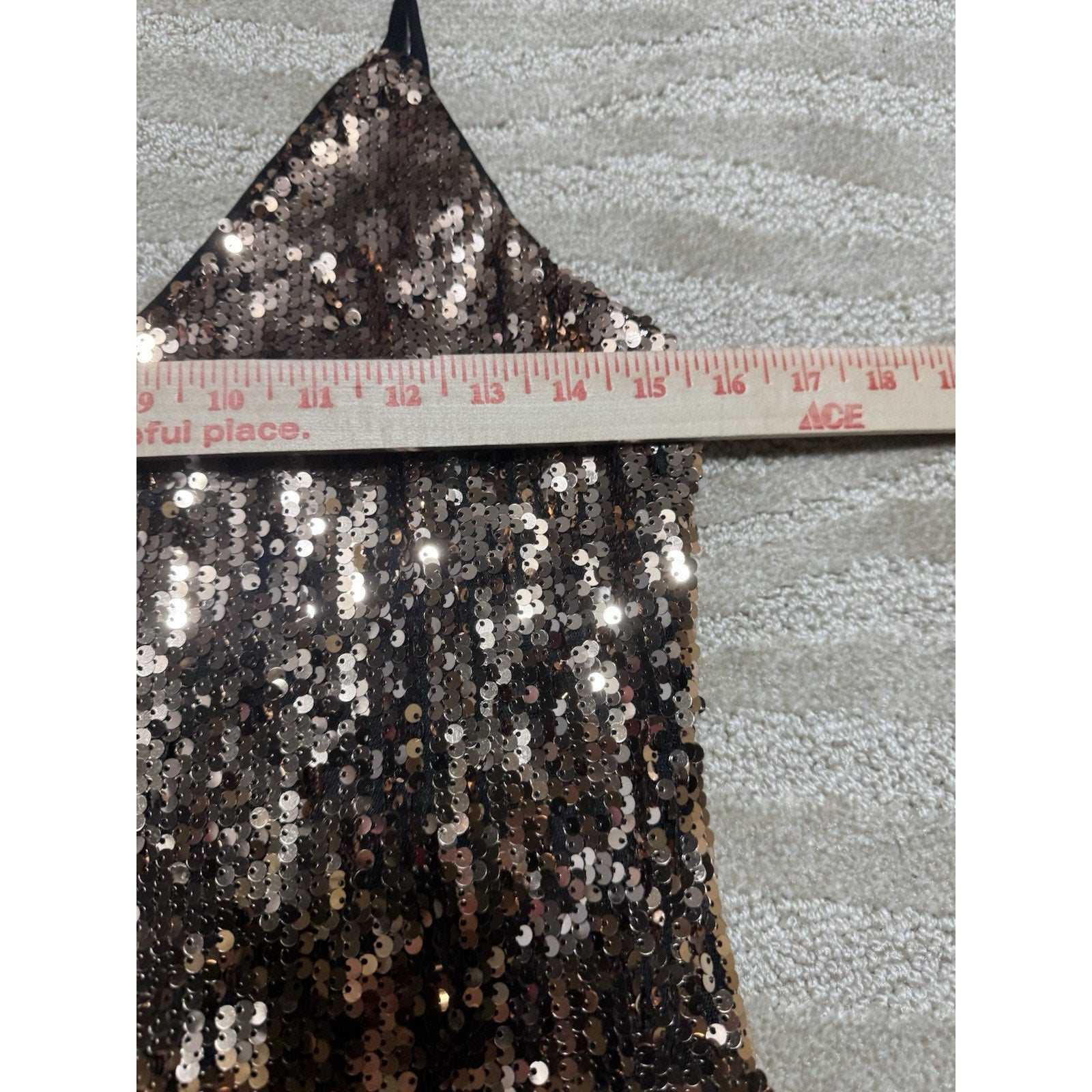 Womens Medium Rose Gold Sequin Cocktail Dress V Neck Party Club Sparkle Medium