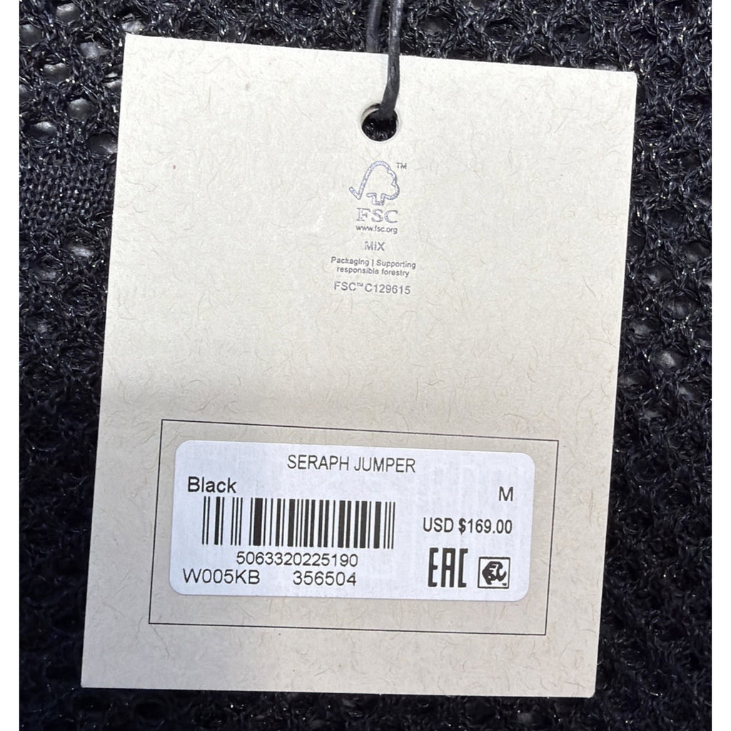 NWT AllSaints Seraph Star Mesh Sweater black Sz M Metallic Open Knit Retail 168