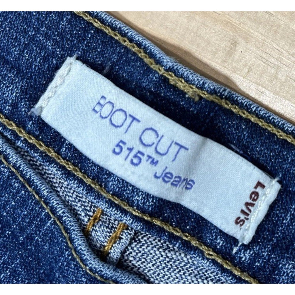 Levis 515 Boot Cut Jeans Womens 10 Blue Distressed Modern Y2K Cowgirl Whiskers