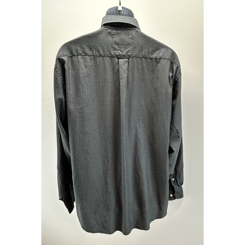 Tommy Hilfiger Vintage Men's Casual Button Down Shirt Long Sleeve Gray 16 34-35.