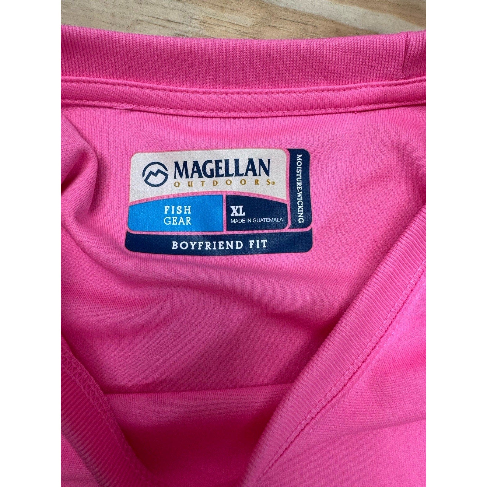 Magellan Pink Fish Gear Womens Boyfriend Fit Long Sleeve Wicking Size X-Large