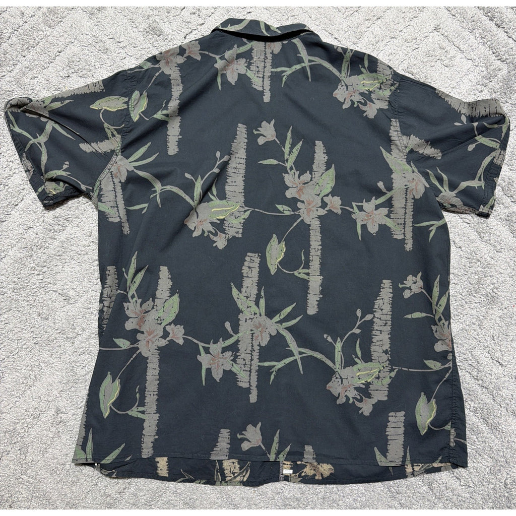 Buffalo David Bitton Shirt Mens XL Black Floral Button Up Short Sleeve Hawaiian