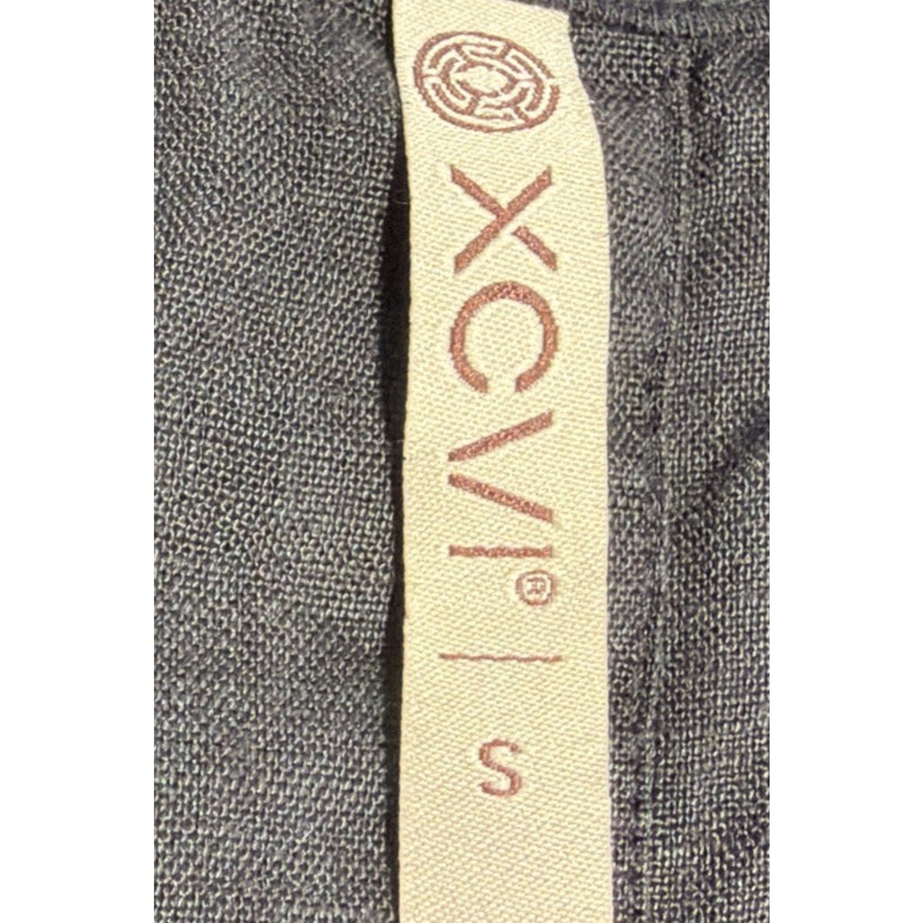 XCVI Black 100% Linen Blouse Tank Top Woman’s Size Raw Hem Back Button Detail