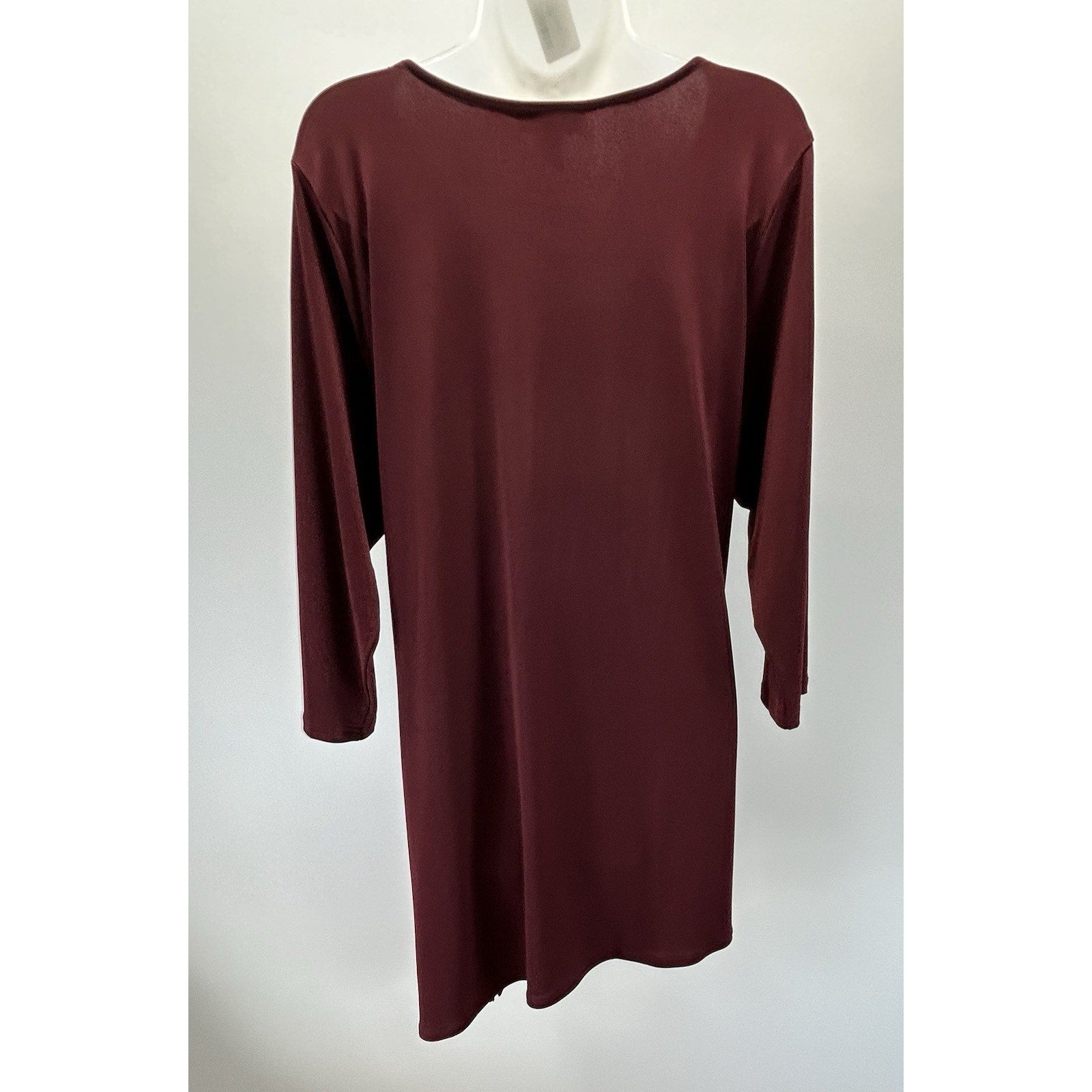ALFANI SZ 2X Burgundy Split Sleeves Off Shoulder Sheath Midi Dress LAYERED.
