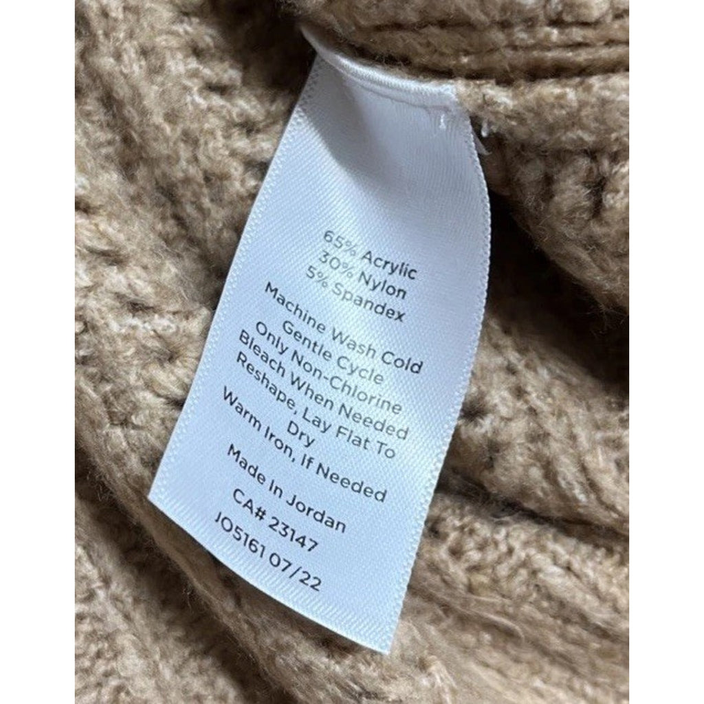 Talbots Womens Sweater sz L Gold Long Sleeve Roung Neck Cable Knit Stretch