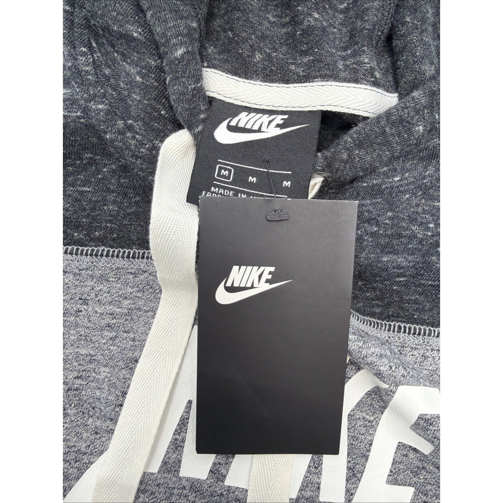 Nike Women's Sportswear Gym Pullover Hoodie Gray/Black/White Medium New