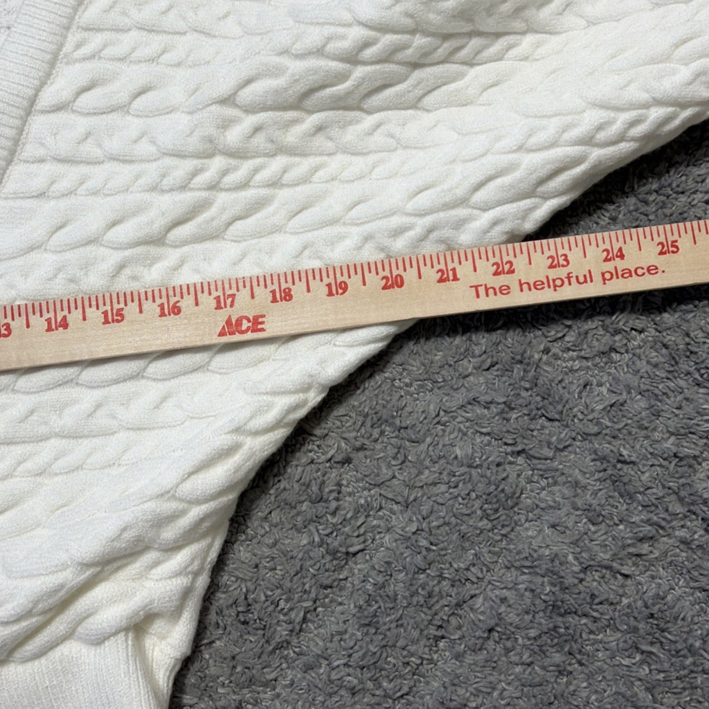 NWT Forever 21 Women’s Peasant-Sleeve Surplice Cable Knit Sweater White Size L