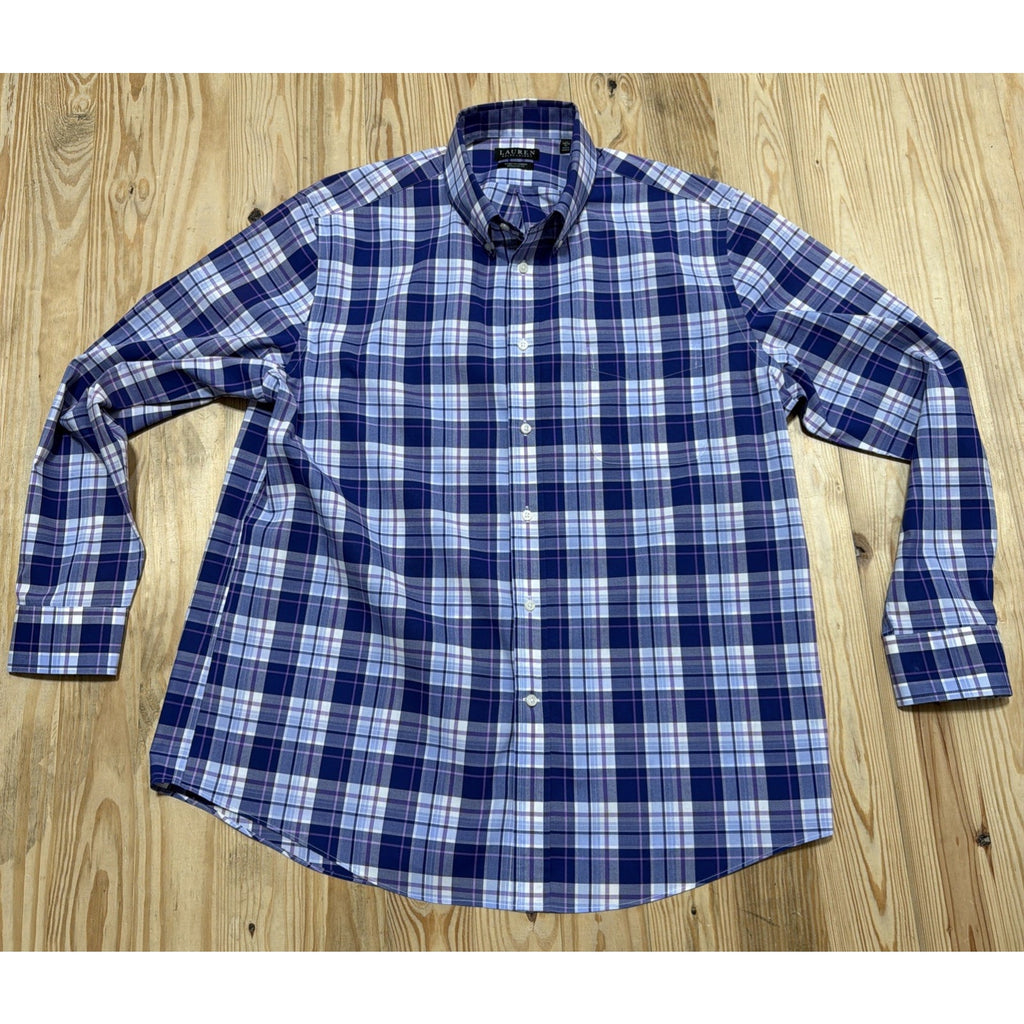 Lauren Ralph Lauren Black Label Men’s Plaid Stretch Button Up LS Shirt Size XL
