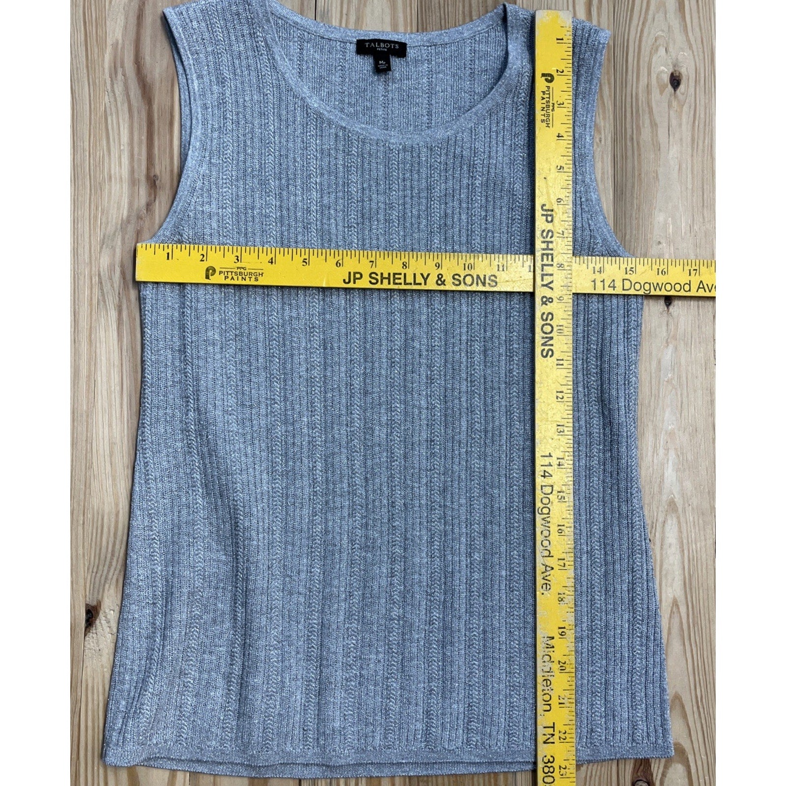 Talbots Women's Medium Petite Silver Metallic Sleeveless Sweater Top