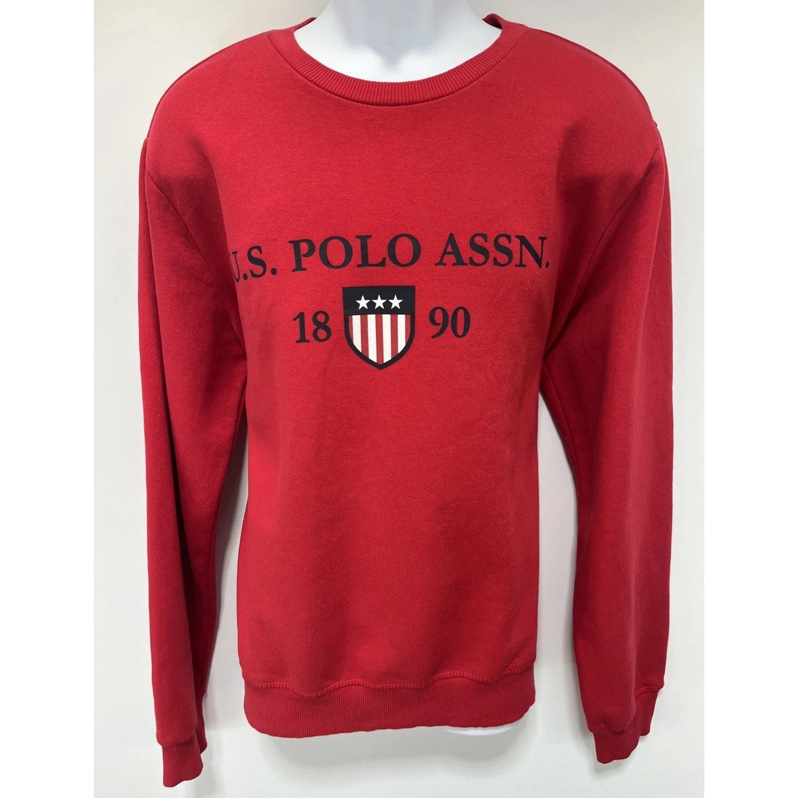 US Polo Assn Crewneck Fleece Sweatshirt Mens Size L Red Long Sleeve Pullover