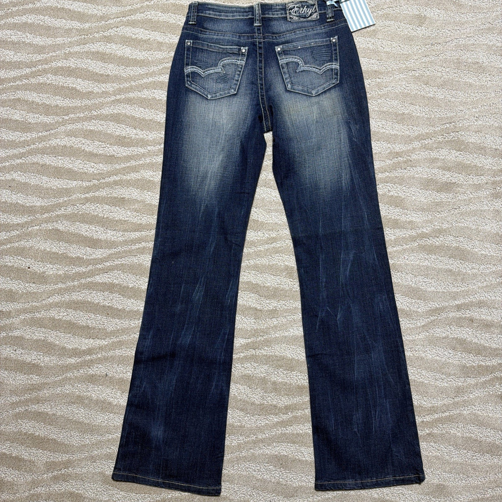 Ethyl Classic Bootcut Jeans Womens 6 Blue Western Embroidered NWT 29x33.5