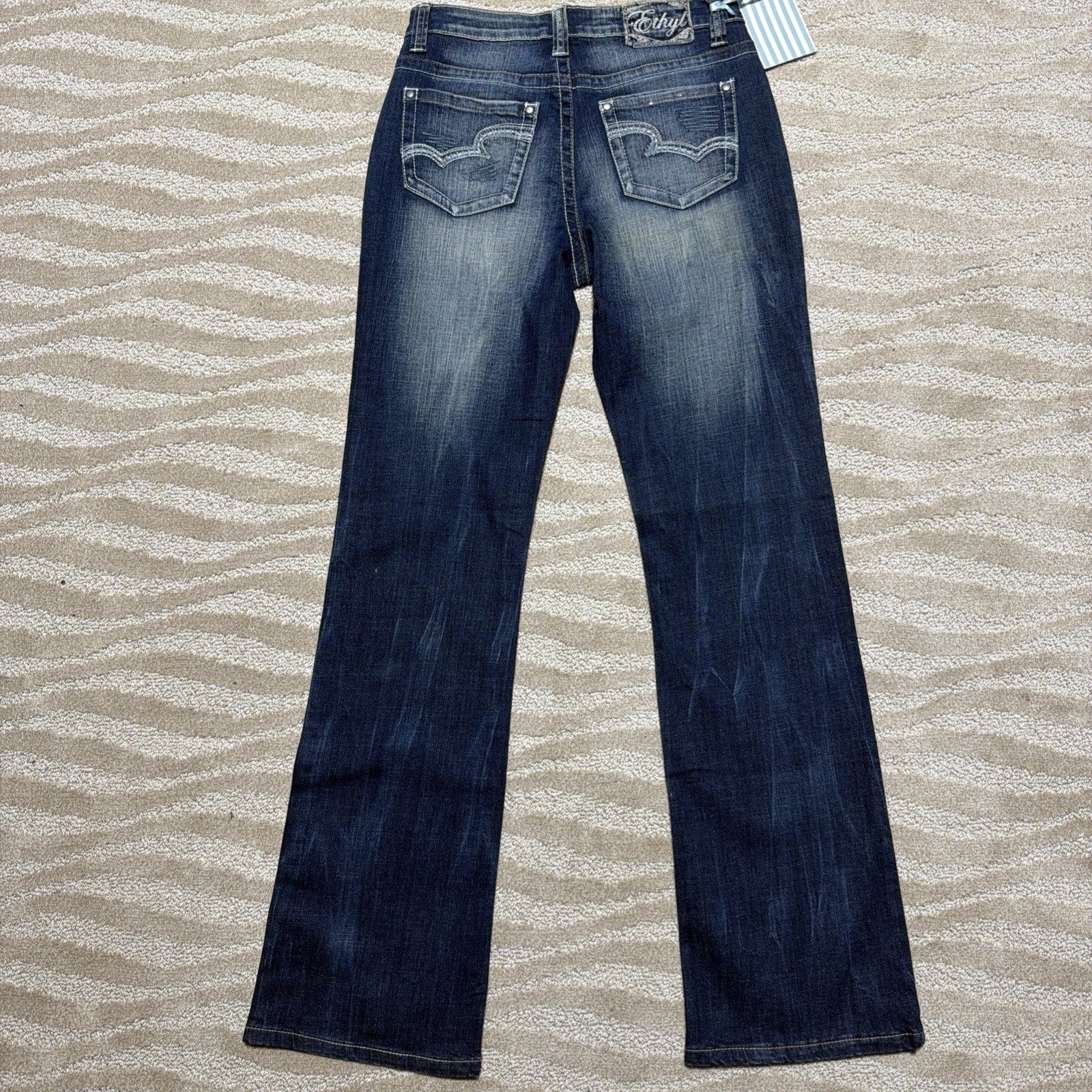 Ethyl Classic Bootcut Jeans Womens 6 Blue Western Embroidered NWT 29x33.5
