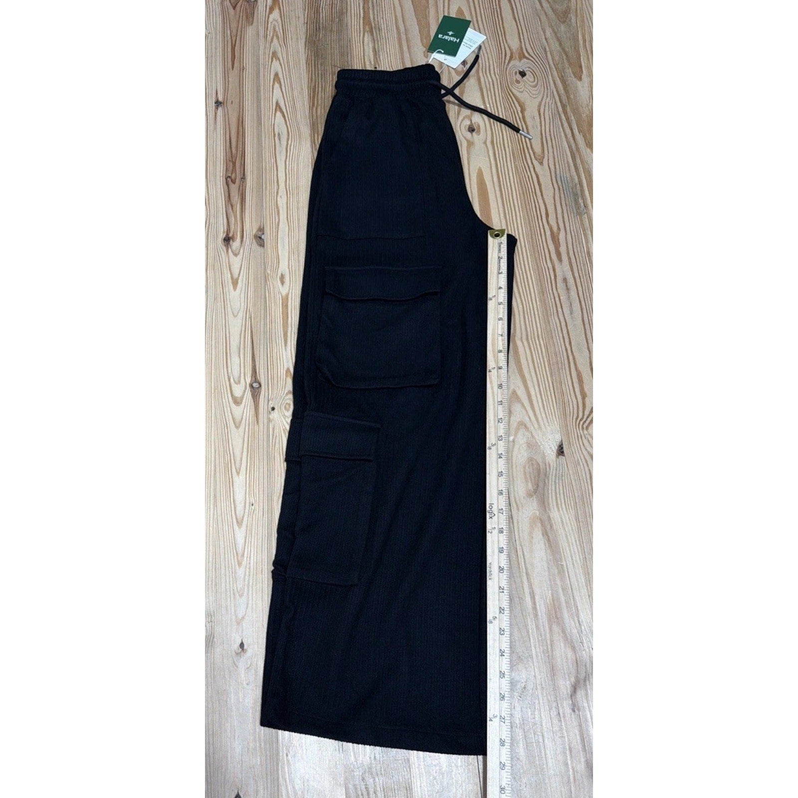 Halara Mid Rise Wide Leg Cargo Pants Women’s Black Pull On Pockets NWT Size XS
