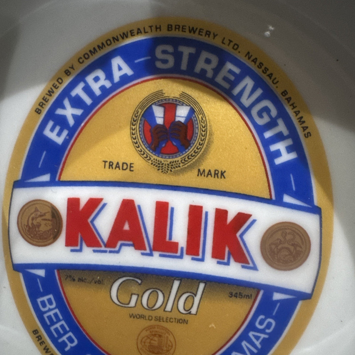 Kalik Gold Beer Ashtray Bahamas Ceramic Breweriana Barware Advertising 3.5"