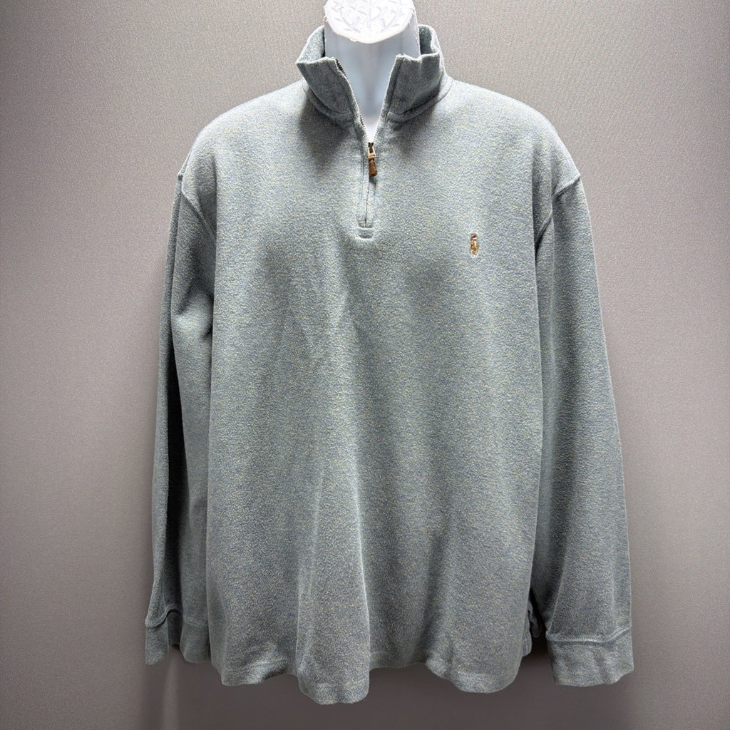Polo Ralph Lauren Mens size XL Estate Rib 1/4 zip sweater Heather green