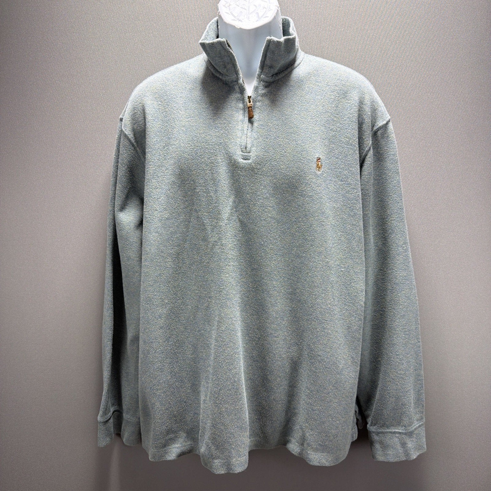 Polo Ralph Lauren Mens size XL Estate Rib 1/4 zip sweater Heather green