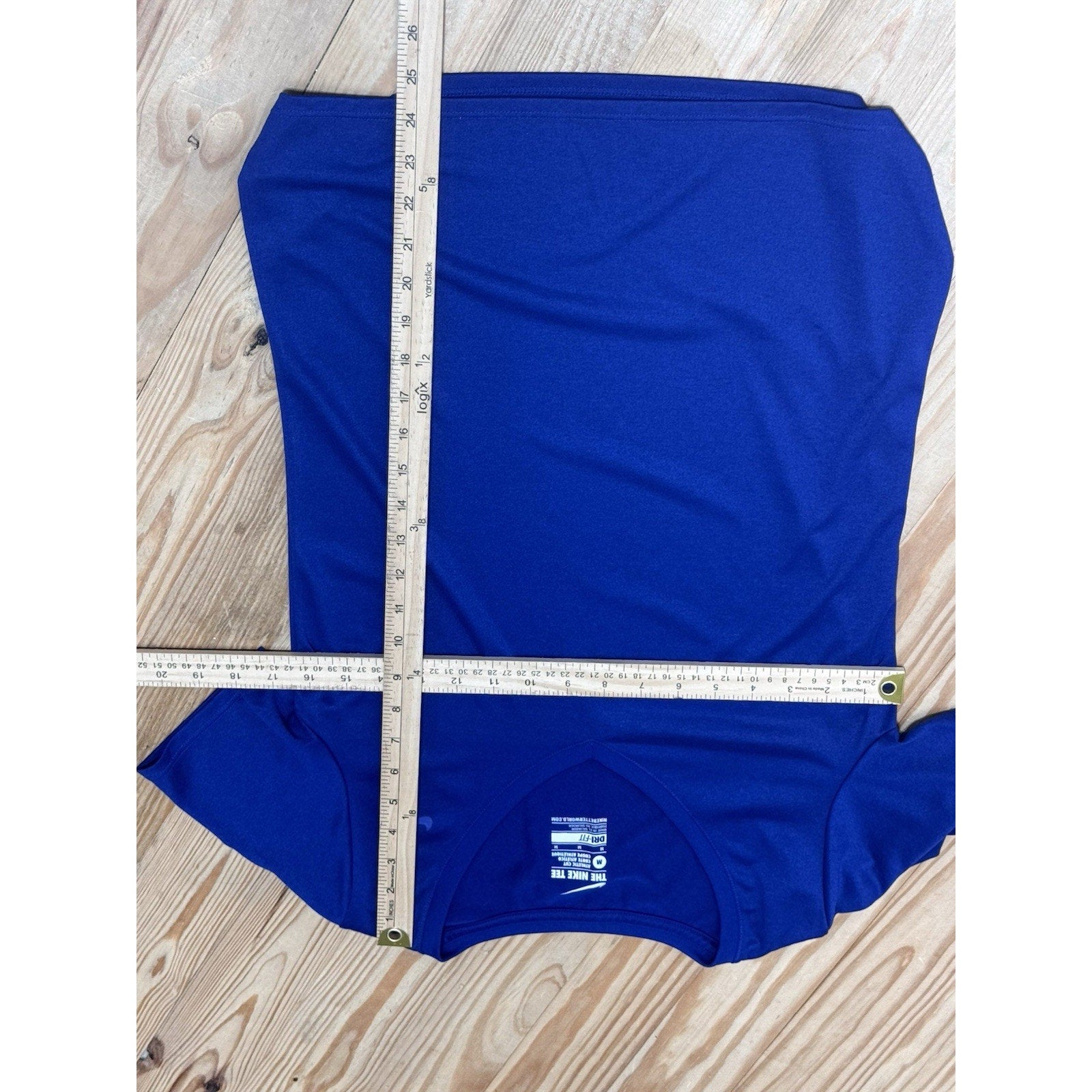 Nike Dri Fit Blue Tee V Neck Short Sleeve Swoosh Workout Gym Women’s Size Medium