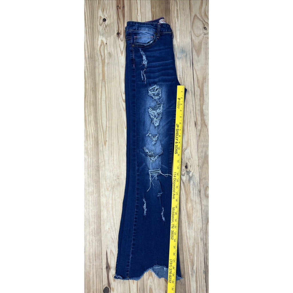 Elite Jeans Womens Size 7/8 Blue Denim Mid Rise Boot Cut Flare