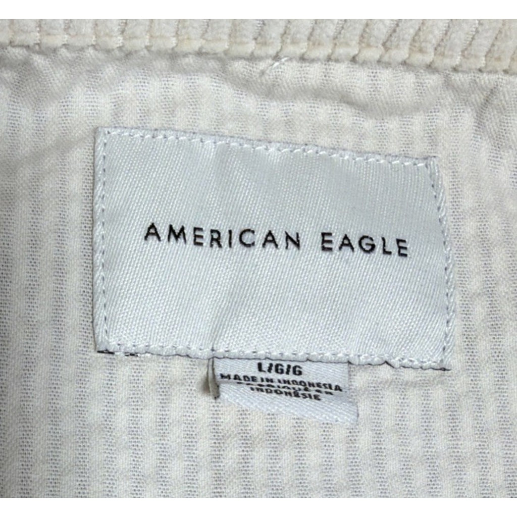 American Eagle Cropped Corduroy Jacket Womens Large Ivory Button Front Oversized