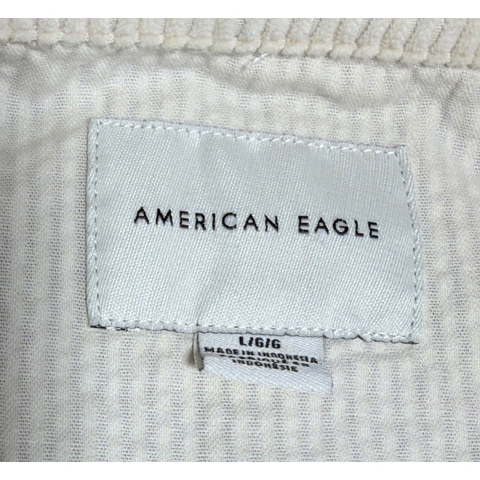 American Eagle Cropped Corduroy Jacket Womens Large Ivory Button Front Oversized