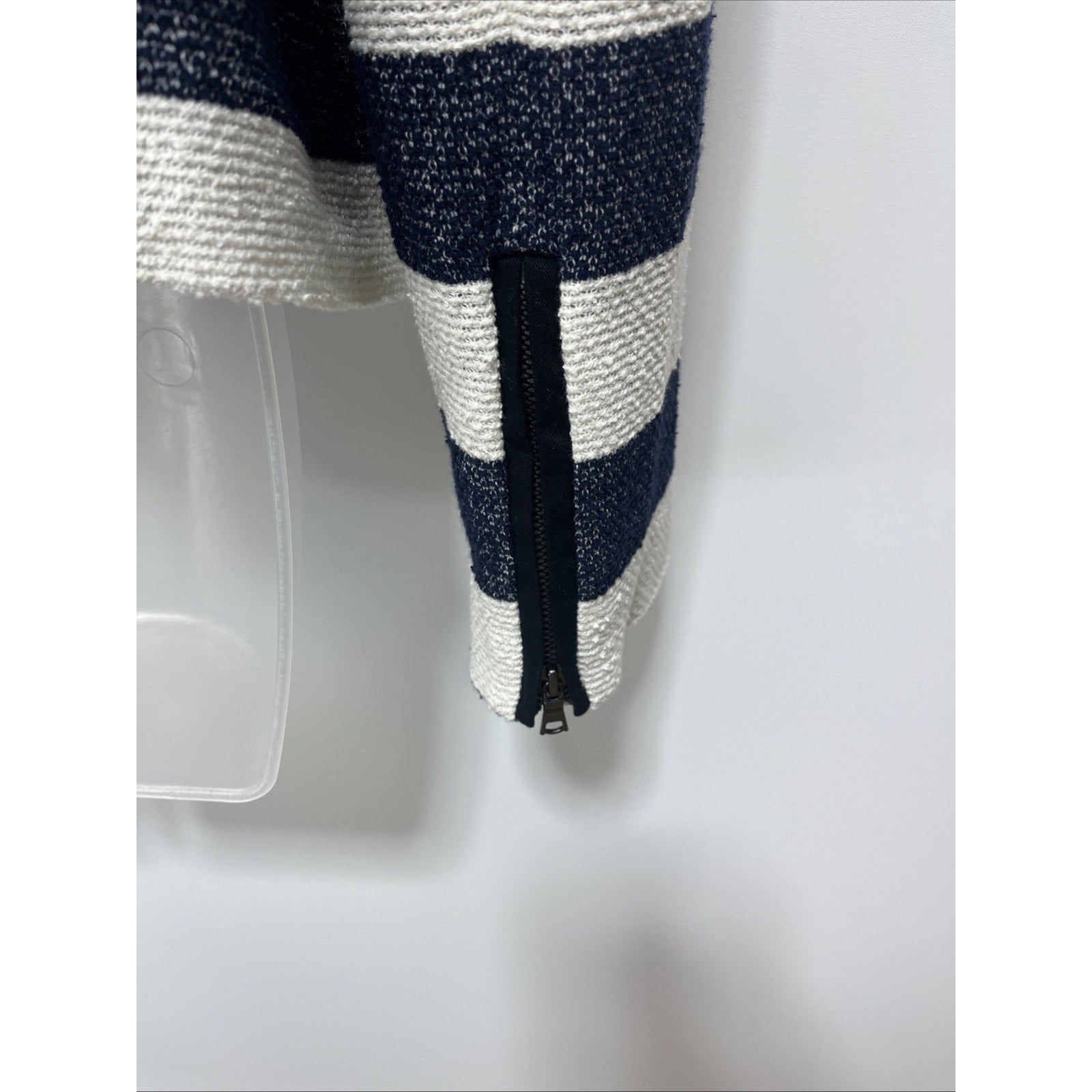 NWT Gap Size 10 Navy & white Striped twill Full zip Lined jacket 100% Cotton