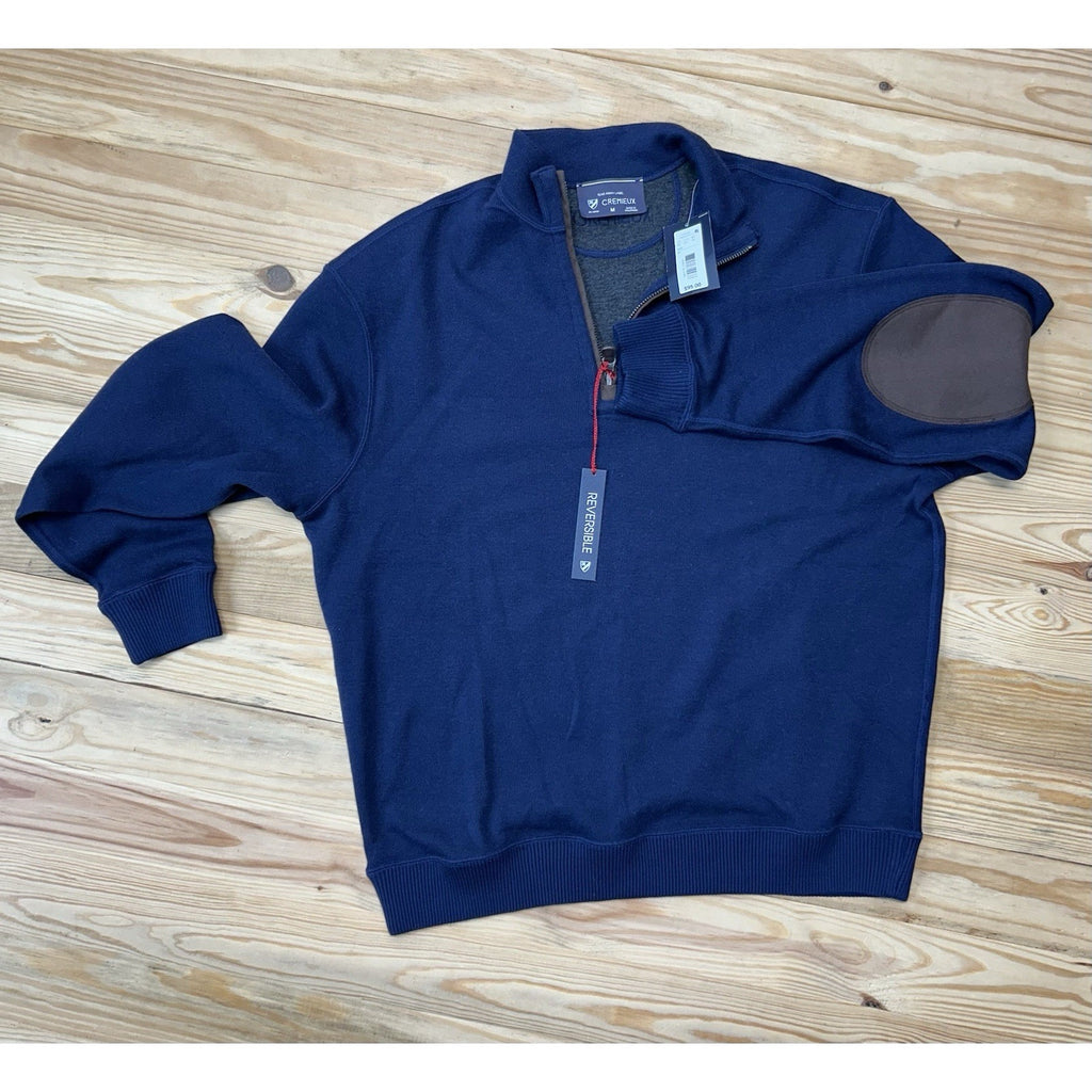 Daniel Cremieux Sweater Mens Medium Elbow Patches Reversible 1/4 Zip $95 NEW.