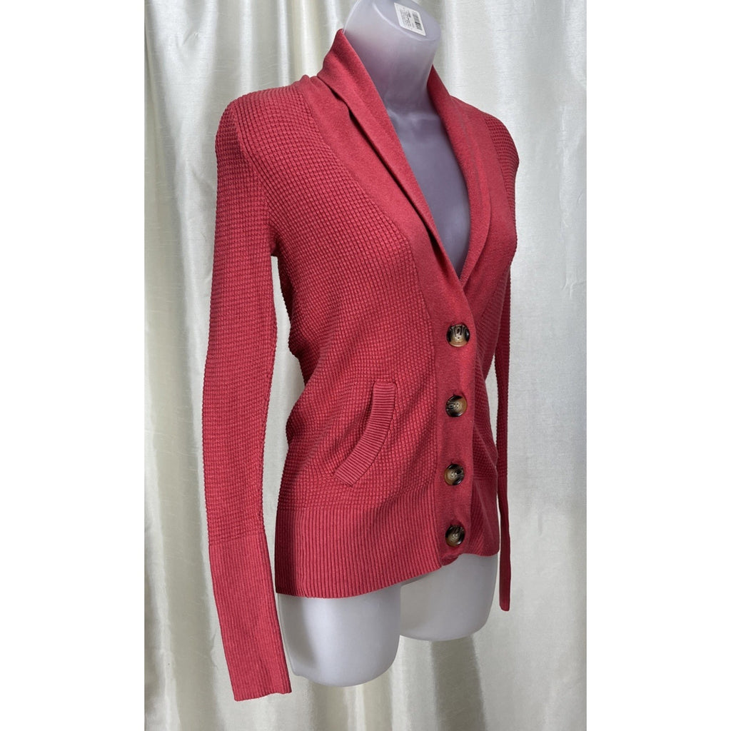 American Eagle Cardigan Women's M Button Up Pockets Shawl Neck Coral Pink