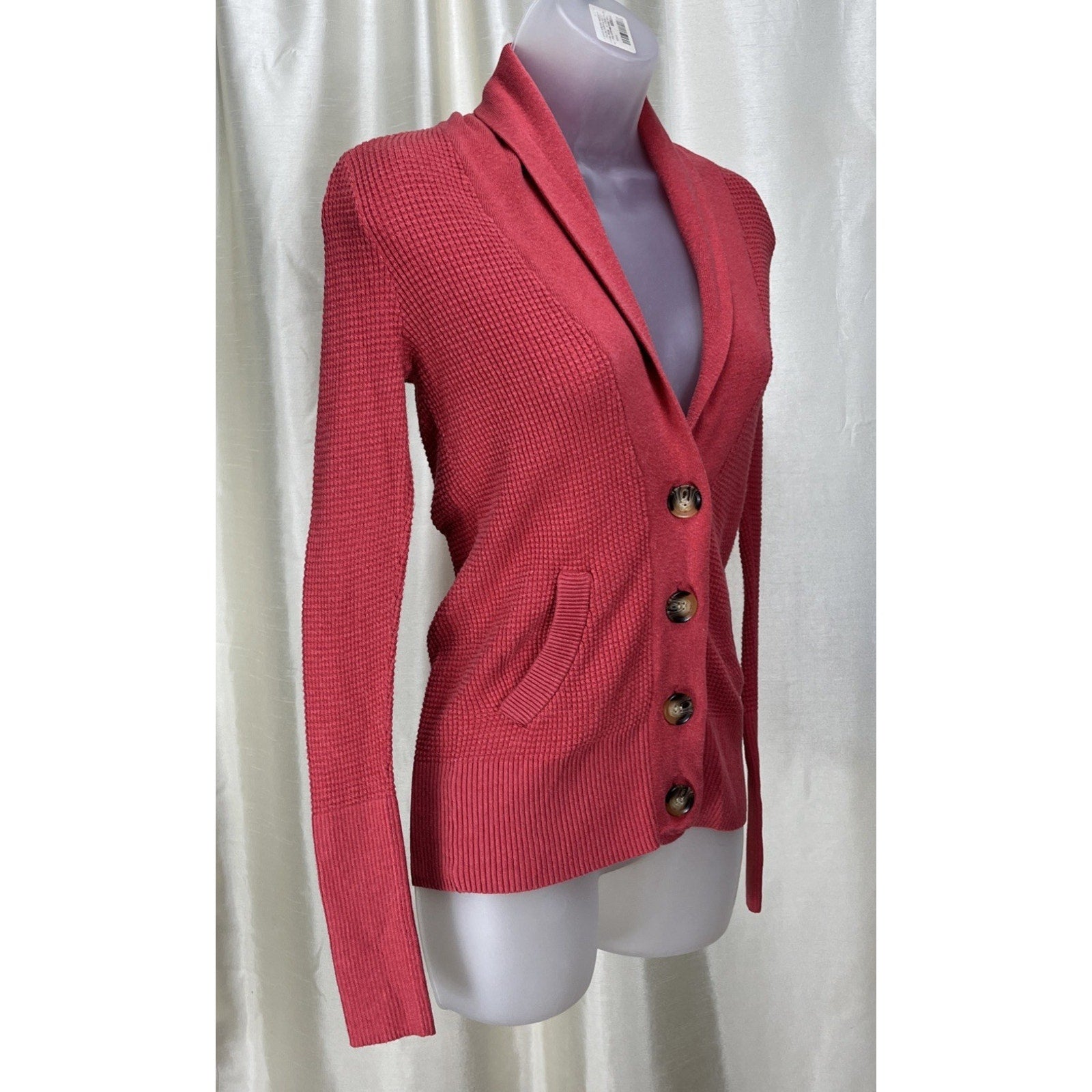 American Eagle Cardigan Women's M Button Up Pockets Shawl Neck Coral Pink