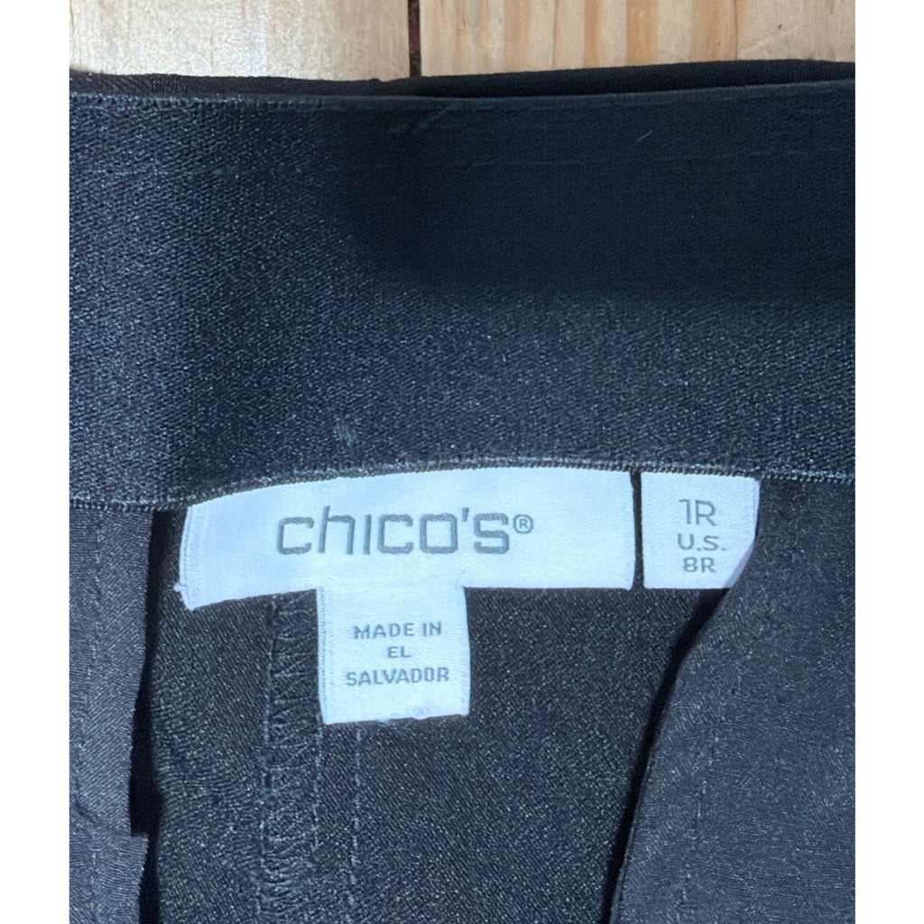 CHICO'S 1 / Size 8 Chino style Pull On Wide Leg Dress Career Pants in Black
