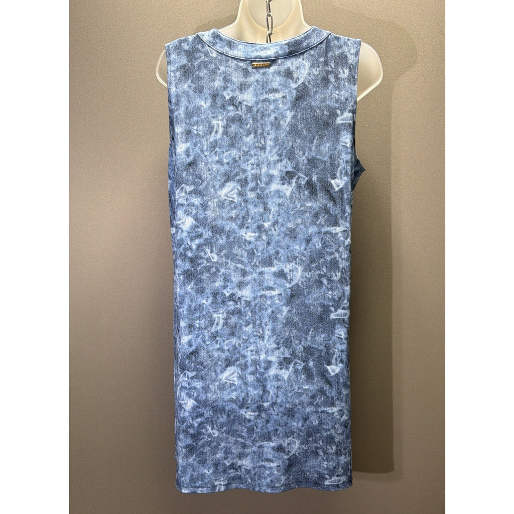 Michael Michael Kors Blue Acid Wash Grommet Keyhole Shift Dress Large Sleeveless