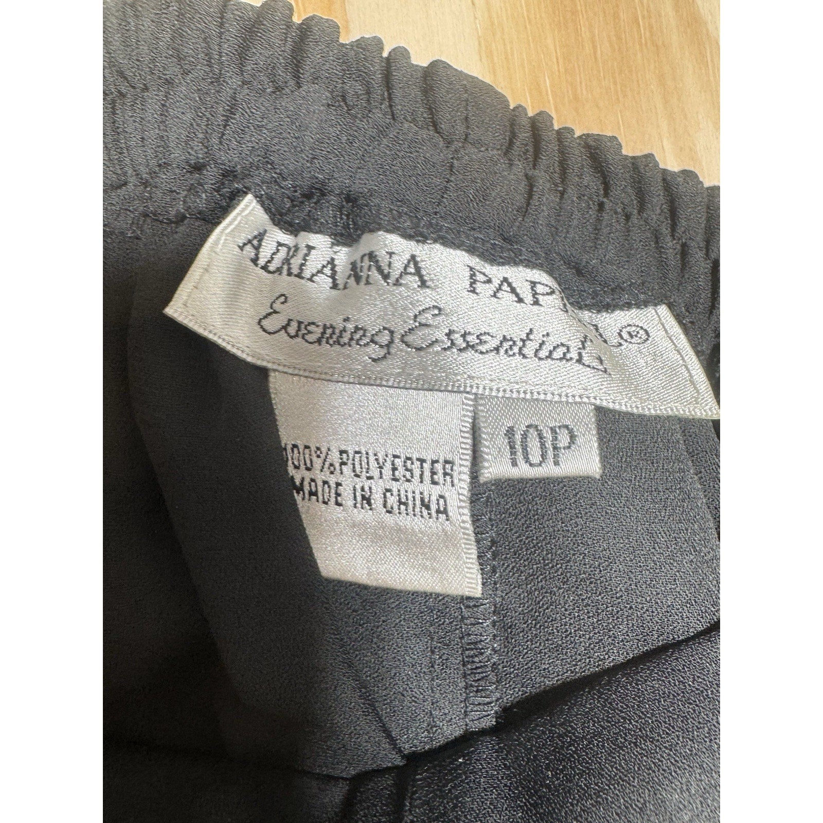 Adrianna Papell Semi Sheer Wide Leg Chiffon Pants Elastic Waist Black 10P New