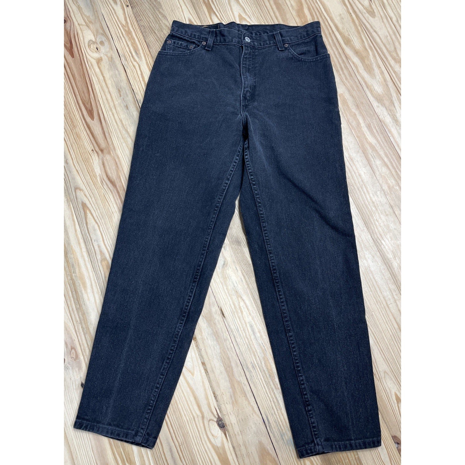 VINTAGE Levis 550 Jeans Womens 14 Mis Black Tapered Relaxed Y2K Made In Usa