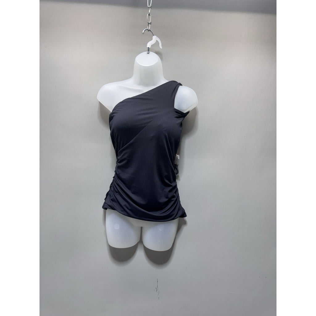 Carmen Marc Valvo One Shoulder Tankini Top Large Ruched Cut Out Swimwear NWT