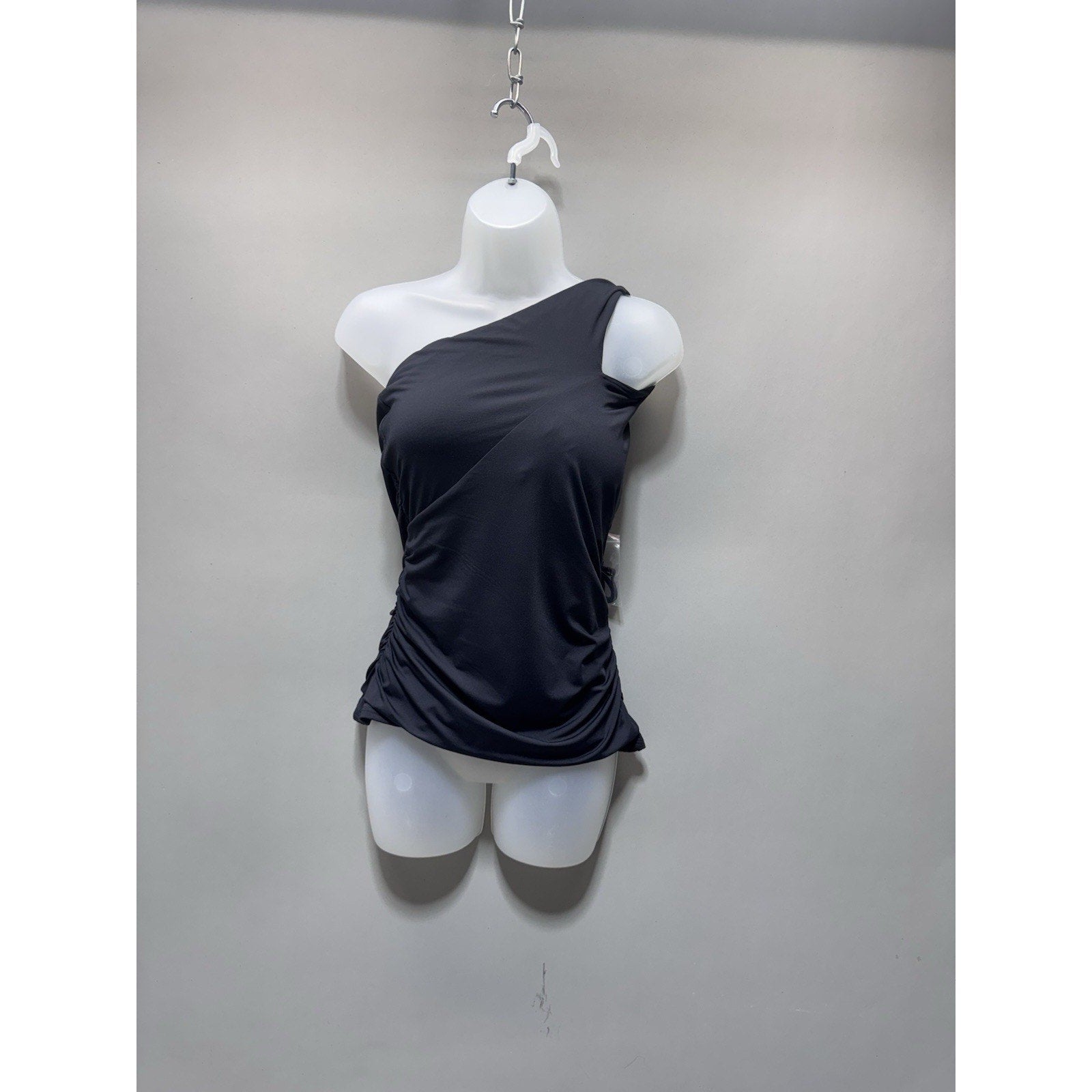 Carmen Marc Valvo One Shoulder Tankini Top Large Ruched Cut Out Swimwear NWT