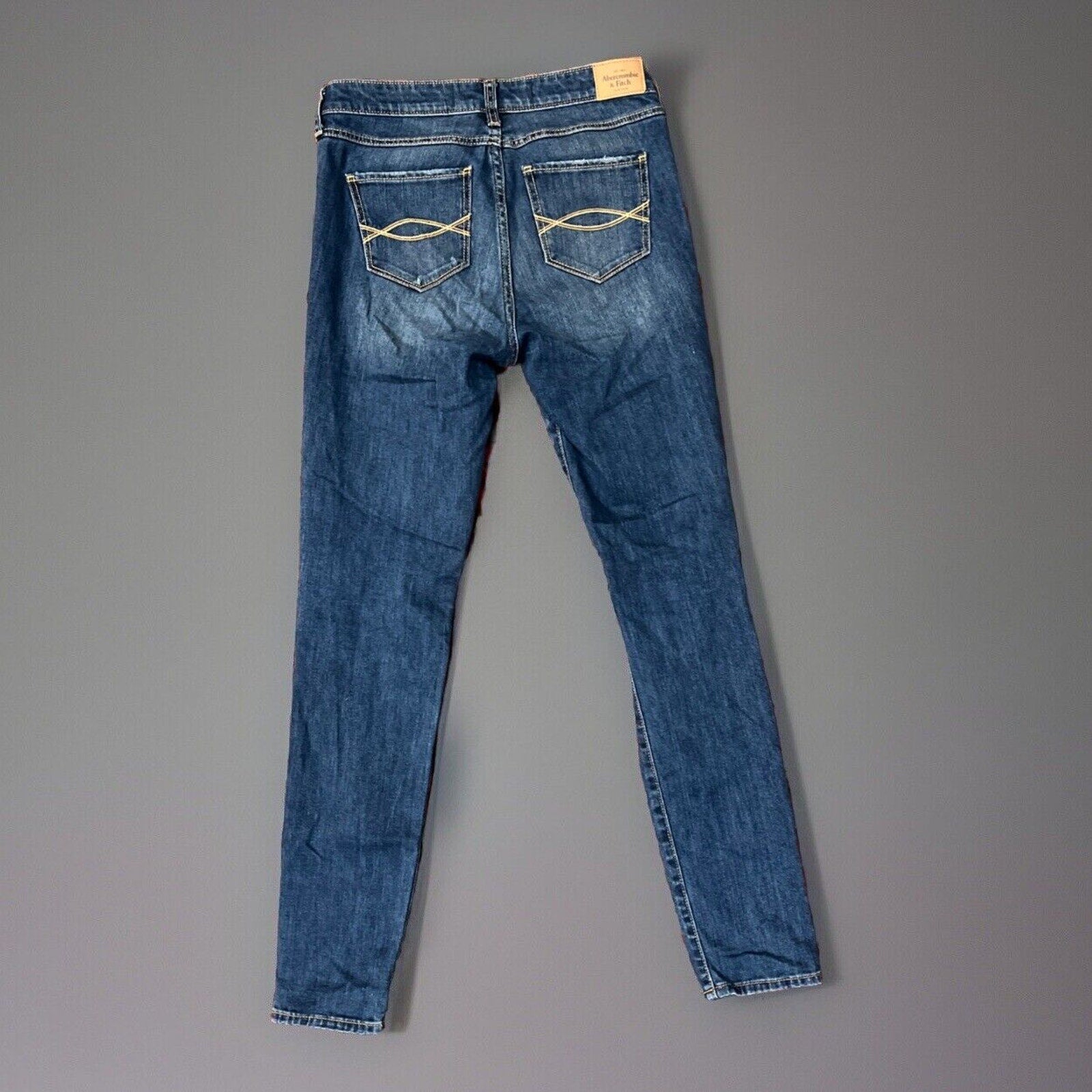 Abercrombie & Fitch Women Shine Destroyed Dark Wash Super Skinny Jeans 4 27