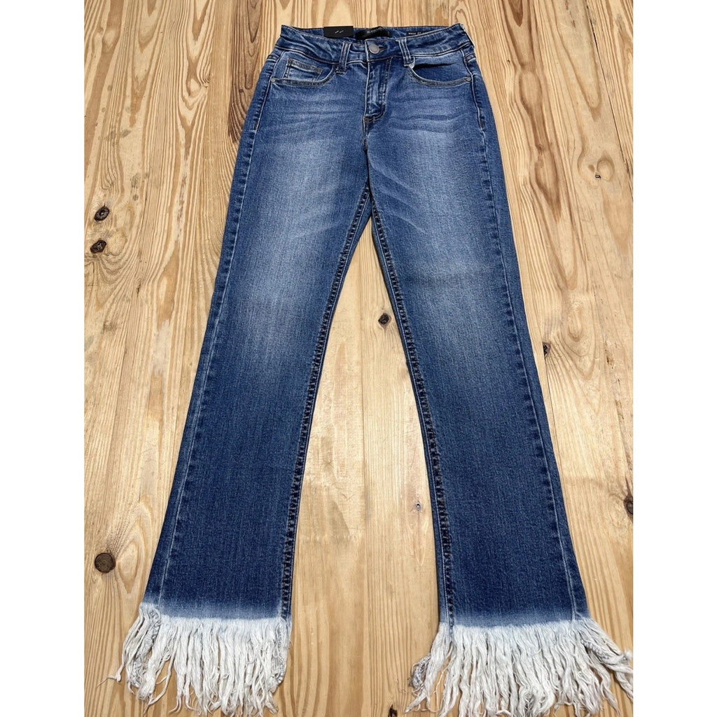 C'est Toi Black Label Womens Jeans 3/27 Mid Rise Slim Straight Frayed Hem NWT