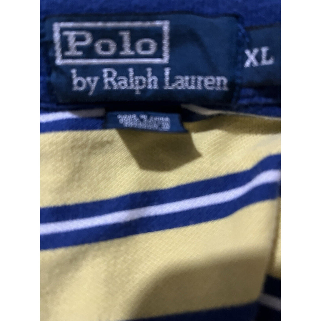 Polo By Ralph Lauren Men's Yellow/Navy Striped Short Sleeve XL