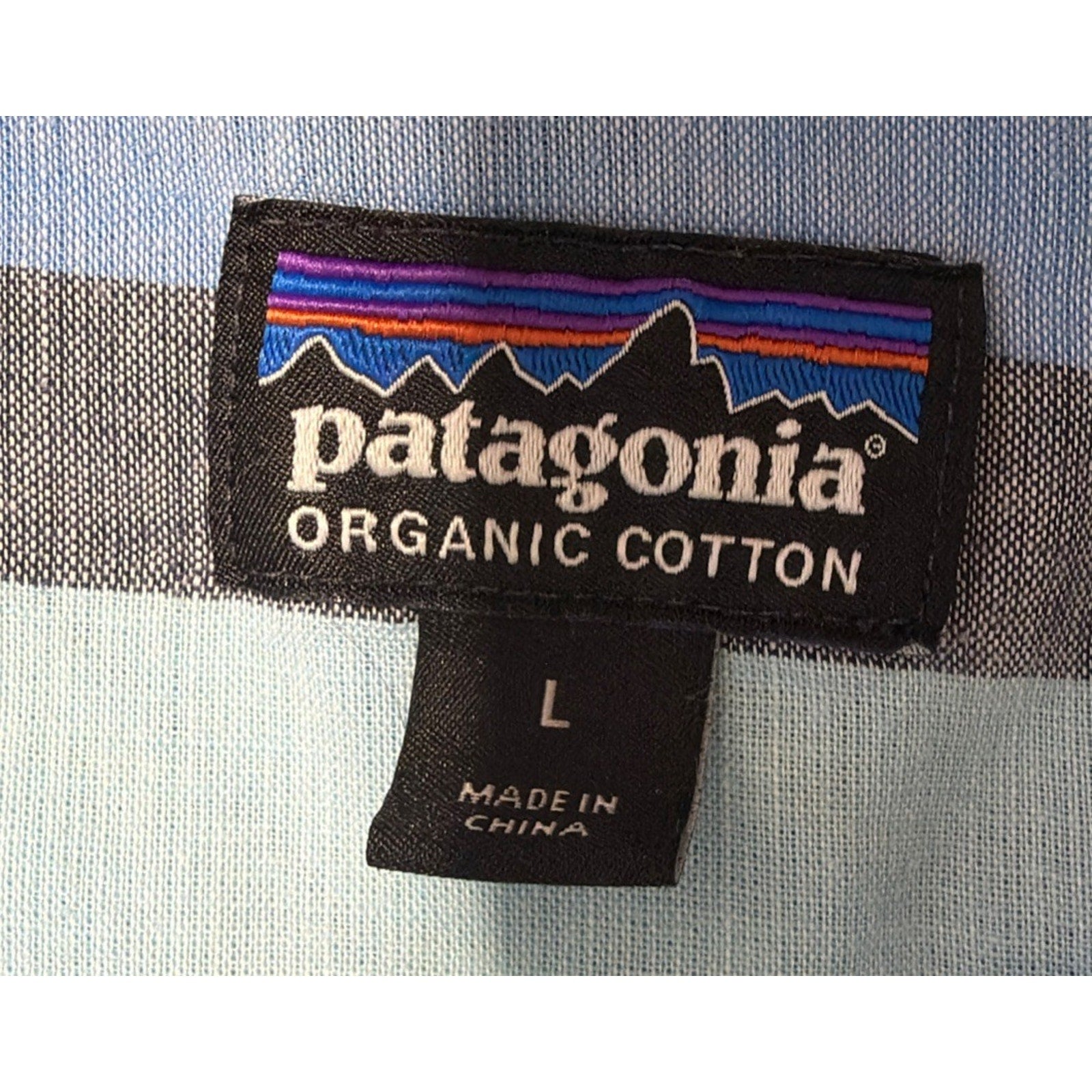 Patagonia Bluffside Shirt Mens L Blue Striped Short Sleeve Lightweight Button Up