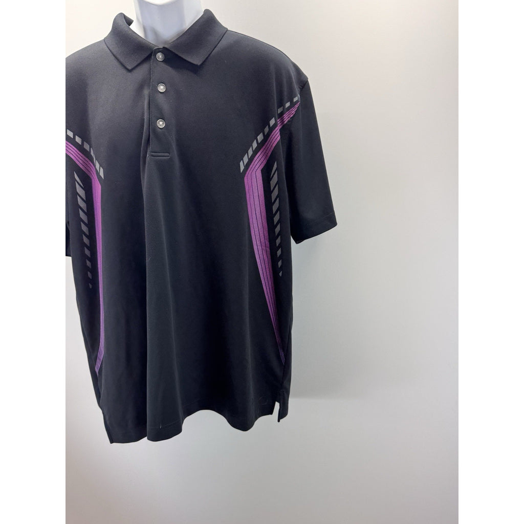 Grand Slam X Polo Shirt Men's Large Black with Gray Pink Geometric Pattern Golf