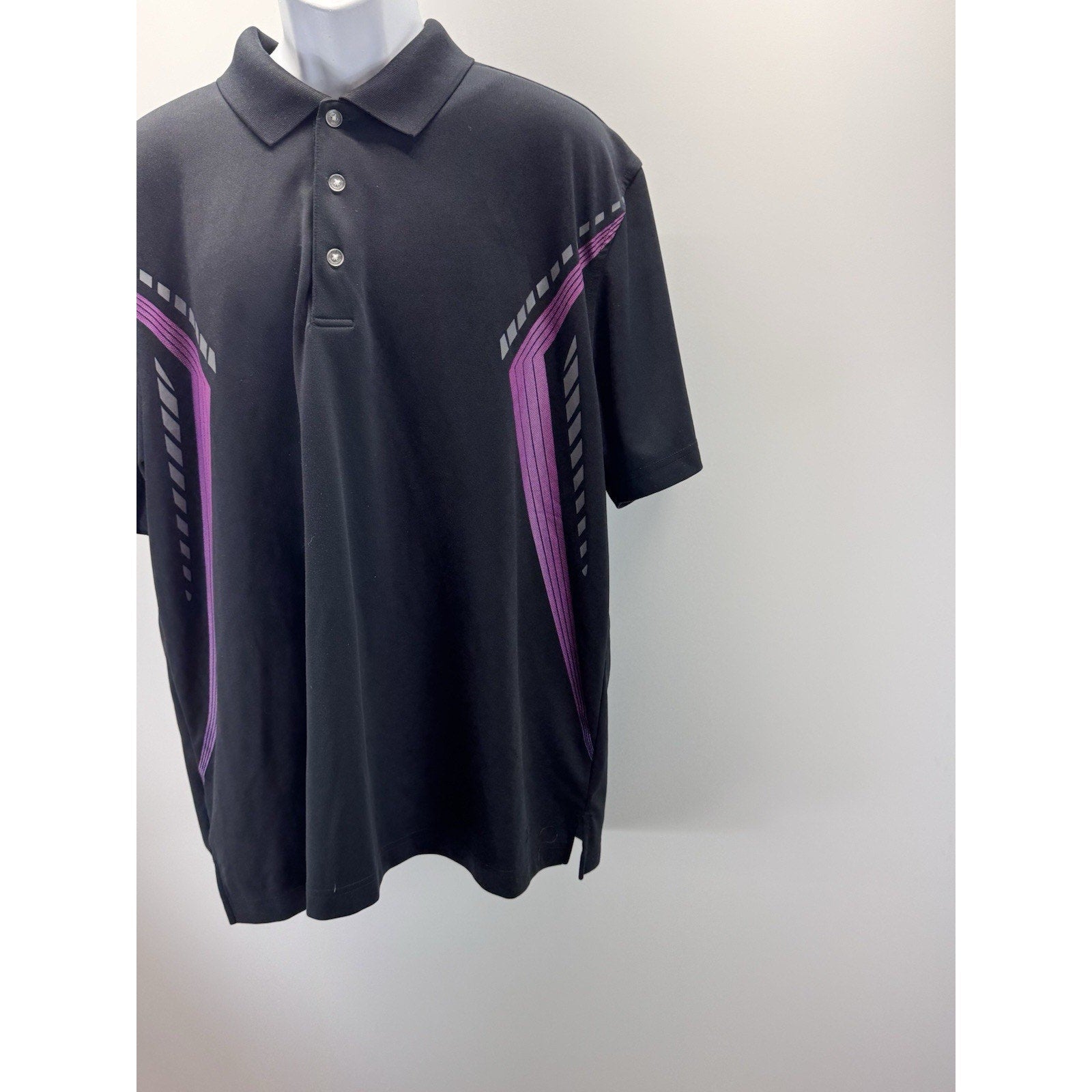 Grand Slam X Polo Shirt Men's Large Black with Gray Pink Geometric Pattern Golf