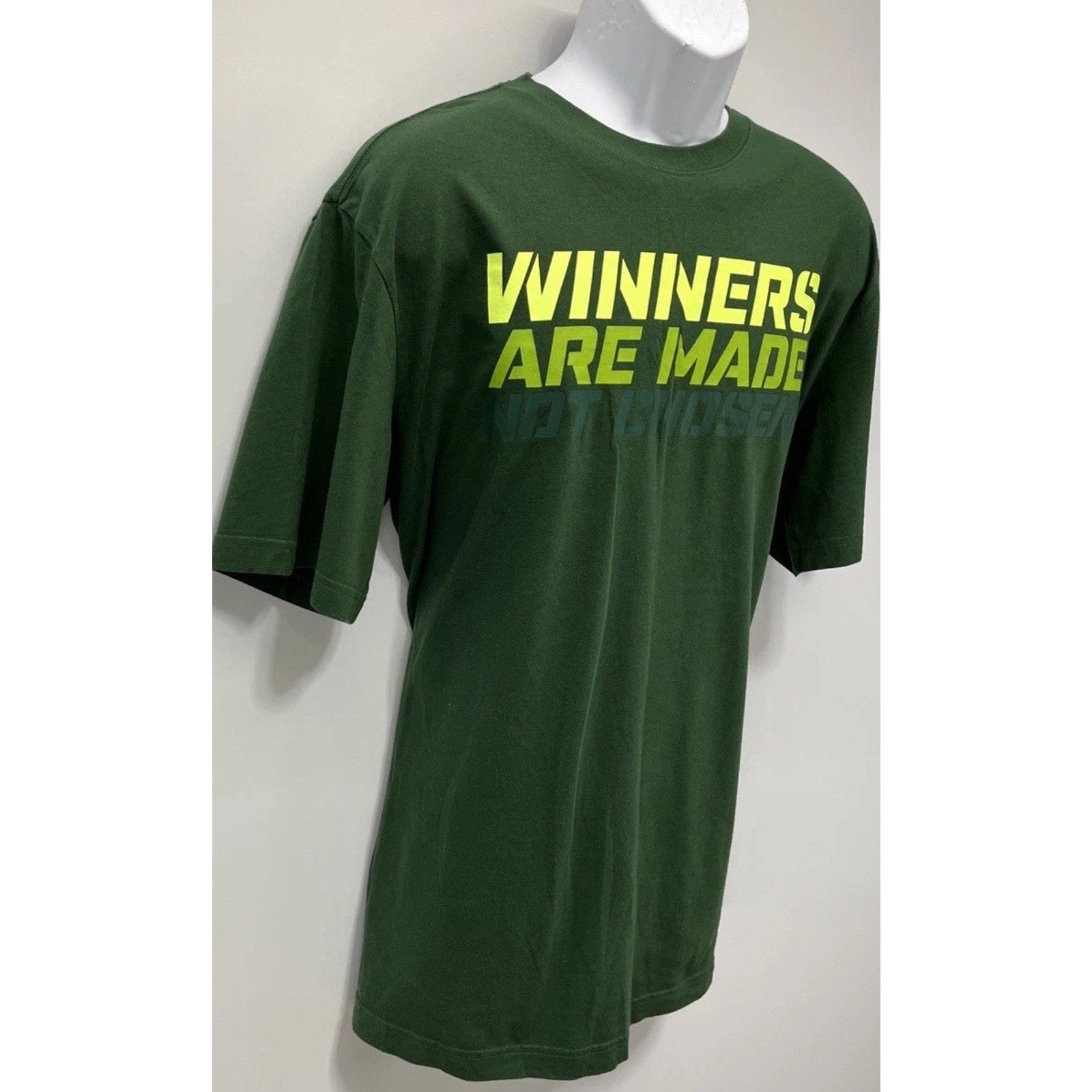 Nike Winners are Made Not Chosen T Shirt Green Gym Workout Motivational XL