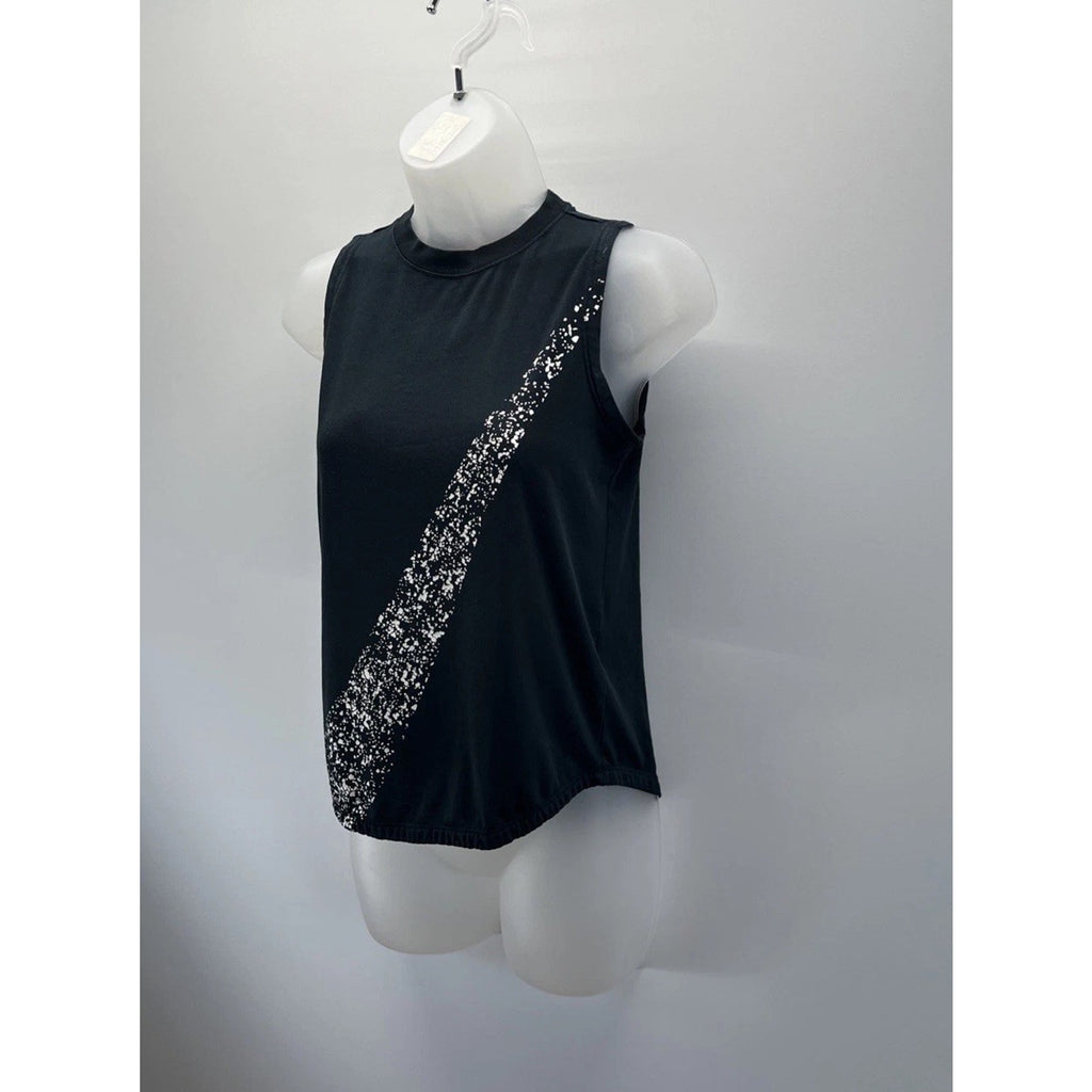 Nike Tank Women Large Black Big Swoosh Paint Splatter Workout Gym